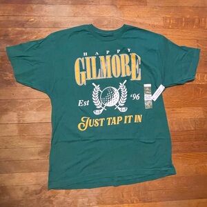 Hanes Green Happy Gilmore Graphic Tee with Yellow & White Print